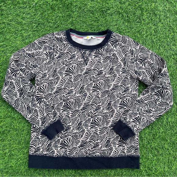 Boden The Sweatshirt Milkshake Pink and Navy Ripple Wave Fleece Pullover Size XS - Picture 2 of 7